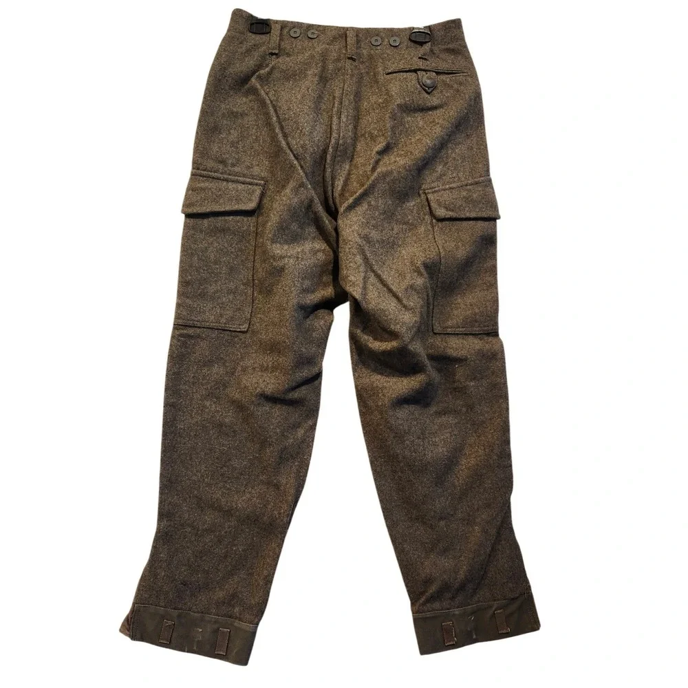 Vintage Swedish Military 1960 Wool Cargo Pants Grey Brown 29x27 M58 Vietnam Era‎